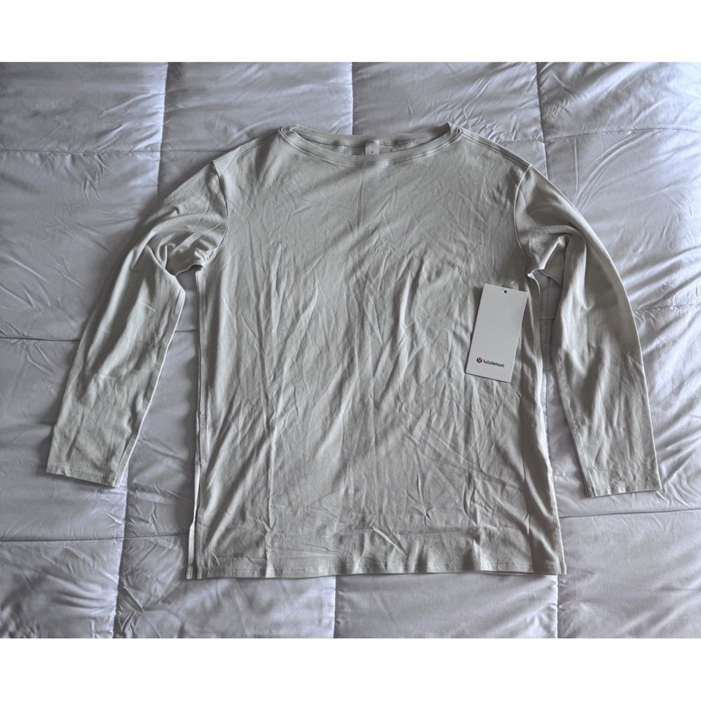 New Lululemon Women's Relaxed-Fit Boatneck Long Sleeve Shirt Bone Size 4 Soft